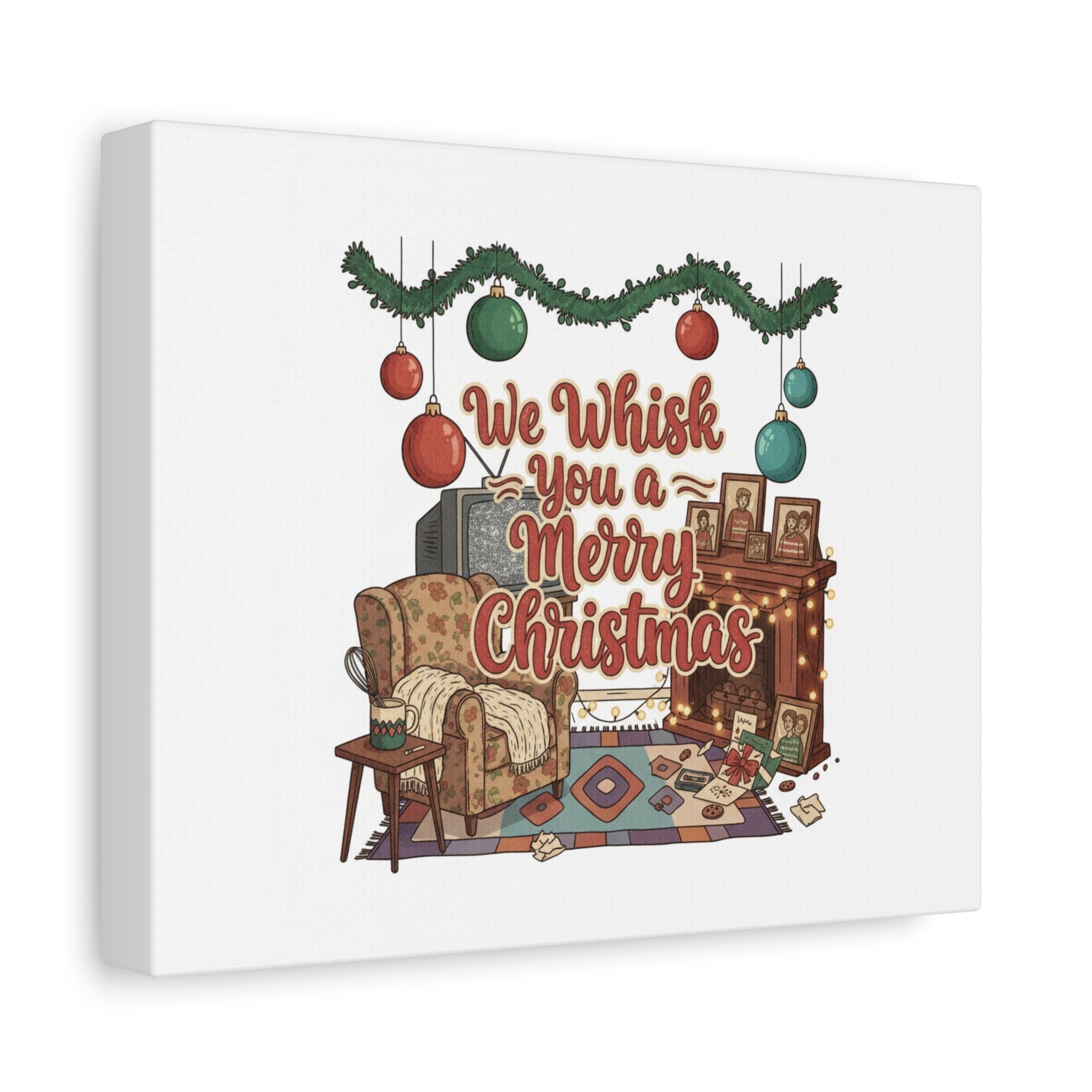 We Whisk You a Merry Christmas Canvas | Retro Christmas Decor, Vintage Holiday Print