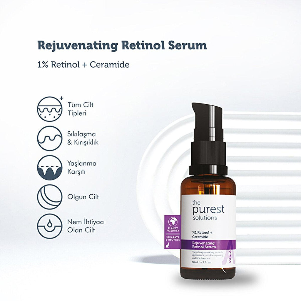 The Purest Solutions Vita-A Retinol Serum: Advanced Anti-Aging, Wrinkle Reduction, Skin Rejuvenation with Ceramide & Hyaluronic Acid