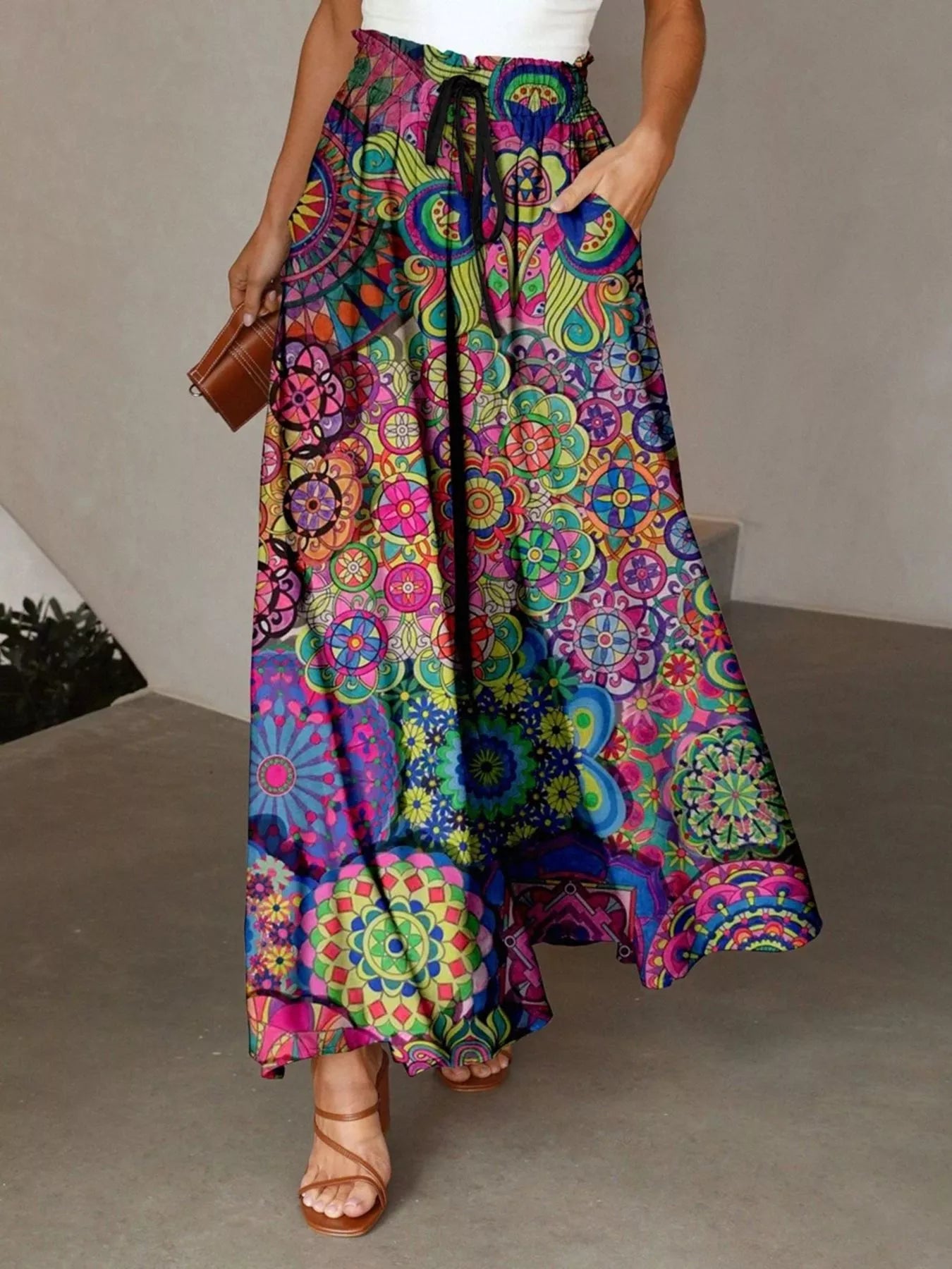 Printed Wide-Leg Pants