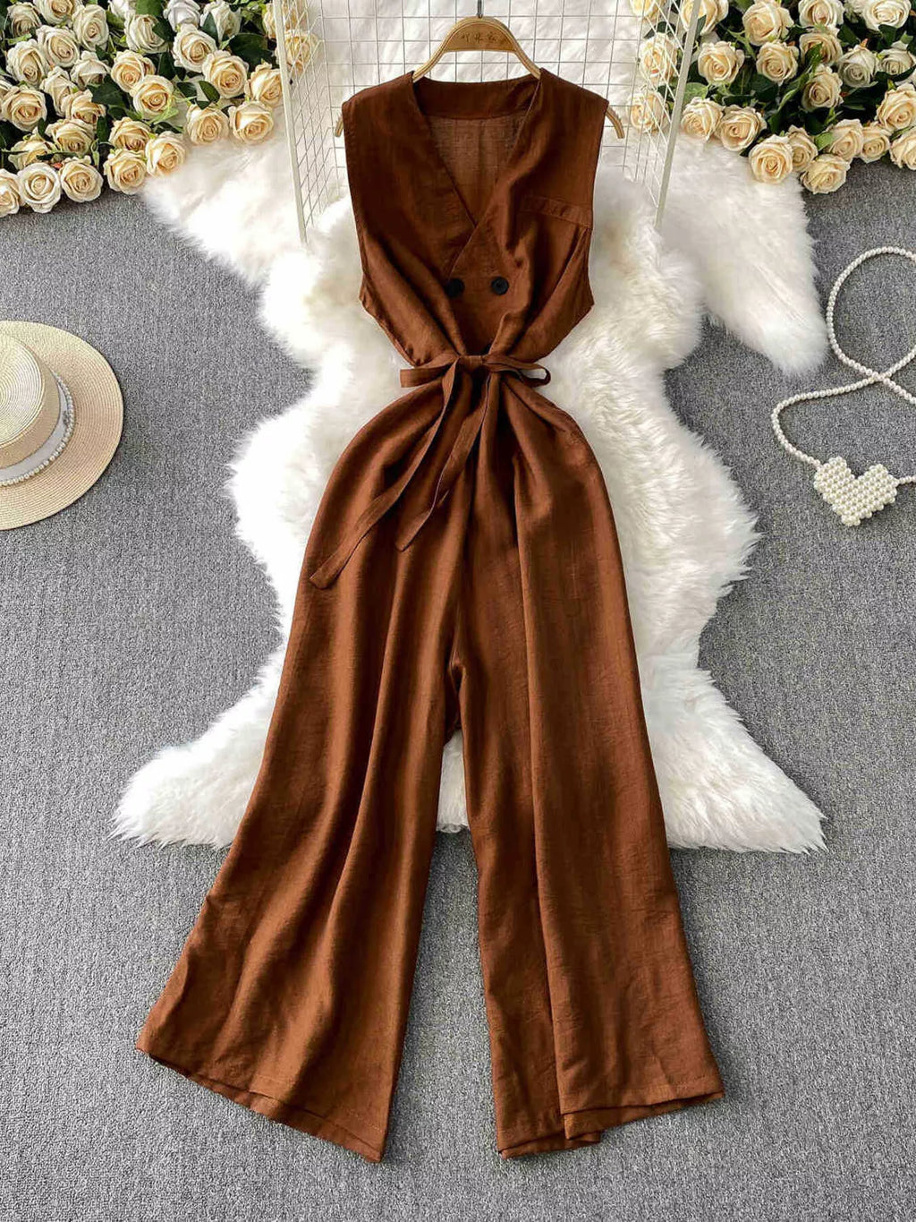Sleeveless Wide Leg Jumpsuit