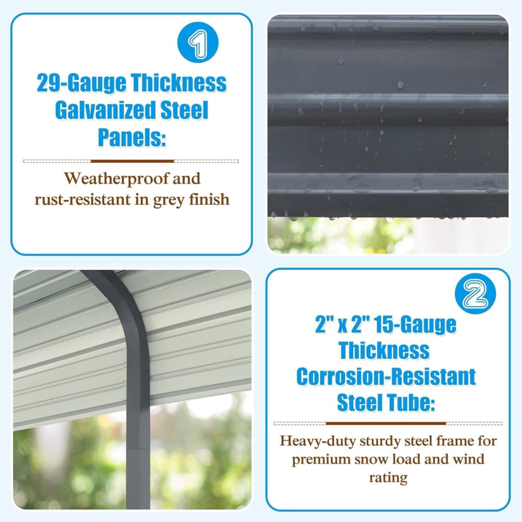 [20X20FT] Alora Extra Large Premium Heavy-Duty Outdoor Metal Carport Shelter (SAK97425) – SAKSBY WHOLESALE, view 6