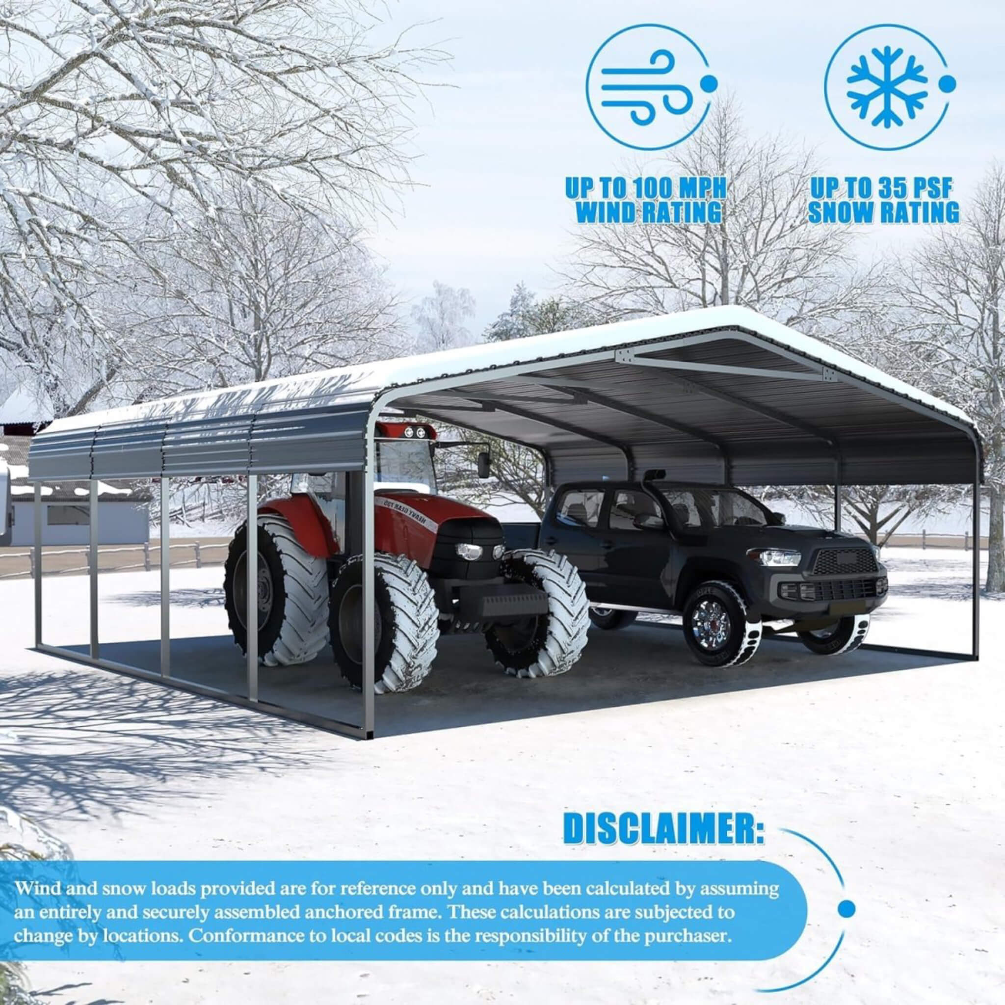 [20X20FT] Alora Extra Large Premium Heavy-Duty Outdoor Metal Carport Shelter (SAK97425) – SAKSBY WHOLESALE, view 12