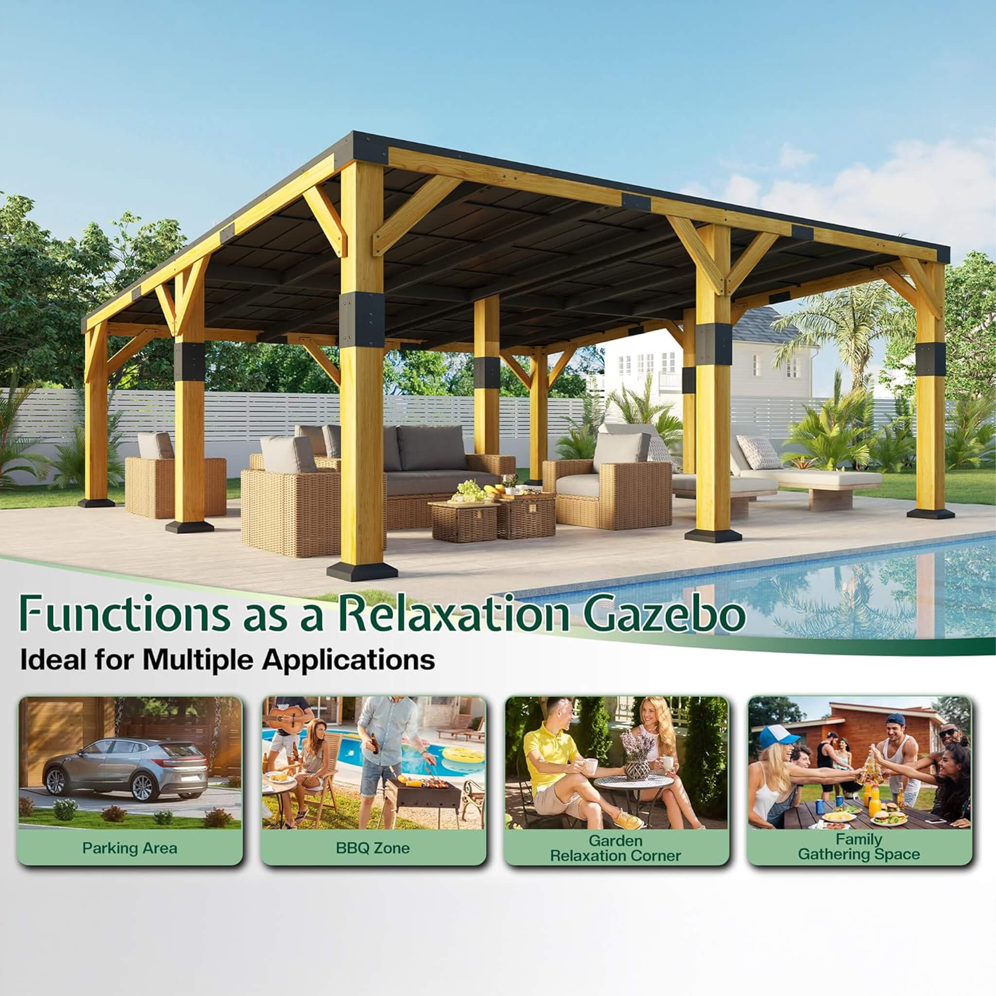 [20X20FT] Alora Heavy-Duty All-Weather Outdoor Cedar Wood Carport With Galvanized Steel Roof (SAK76145) – SAKSBY WHOLESALE, v