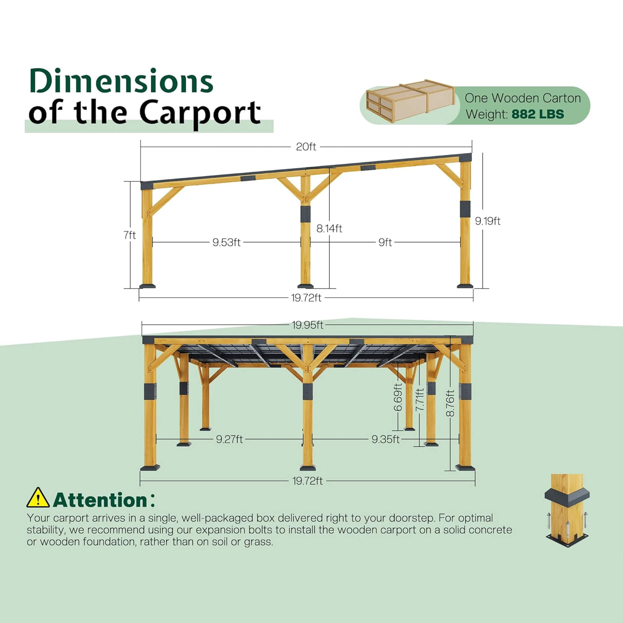[20X20FT] Alora Heavy-Duty All-Weather Outdoor Cedar Wood Carport With Galvanized Steel Roof (SAK76145) – SAKSBY WHOLESALE, v