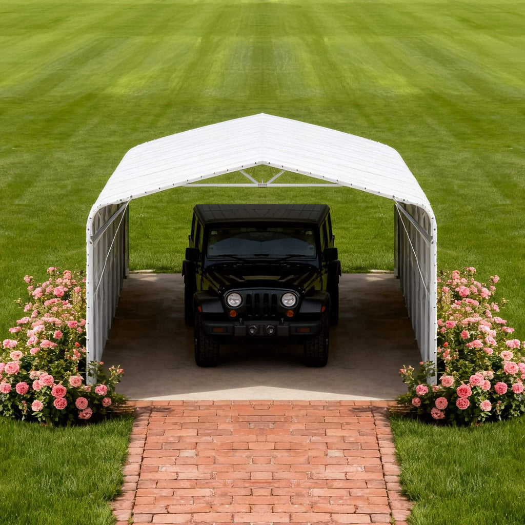 [20X30FT] Alora Heavy-Duty Outdoor Galvanized Steel Carport (SAK21596) – SAKSBY WHOLESALE