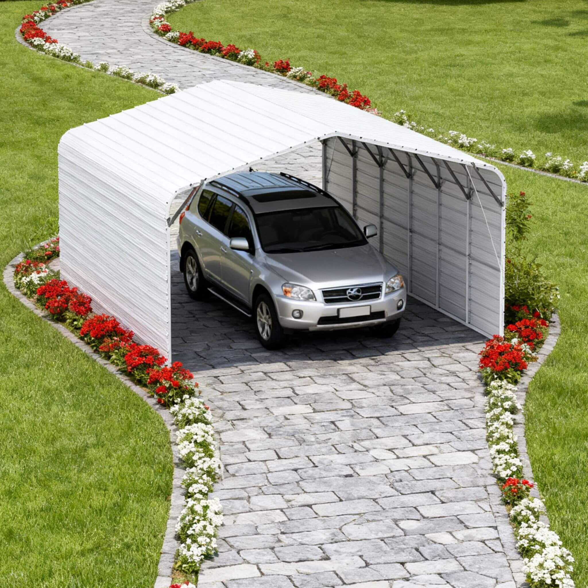 [20X30FT] Alora Heavy-Duty Outdoor Galvanized Steel Carport (SAK21596) – SAKSBY WHOLESALE, view 4