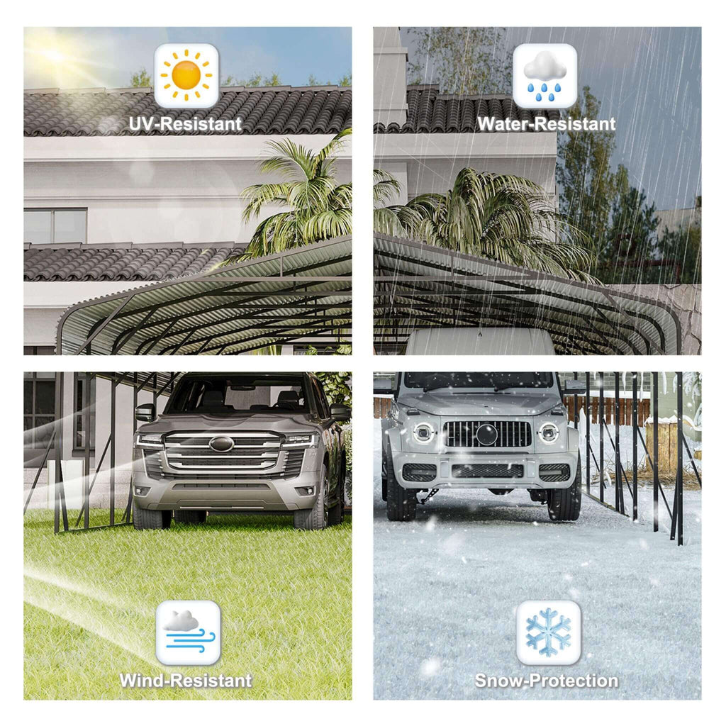 [20X30FT] Alora Heavy-Duty Wind-Resistant Steel Roof Carport With Triangular Frame (SAK94812) – SAKSBY WHOLESALE, view 7