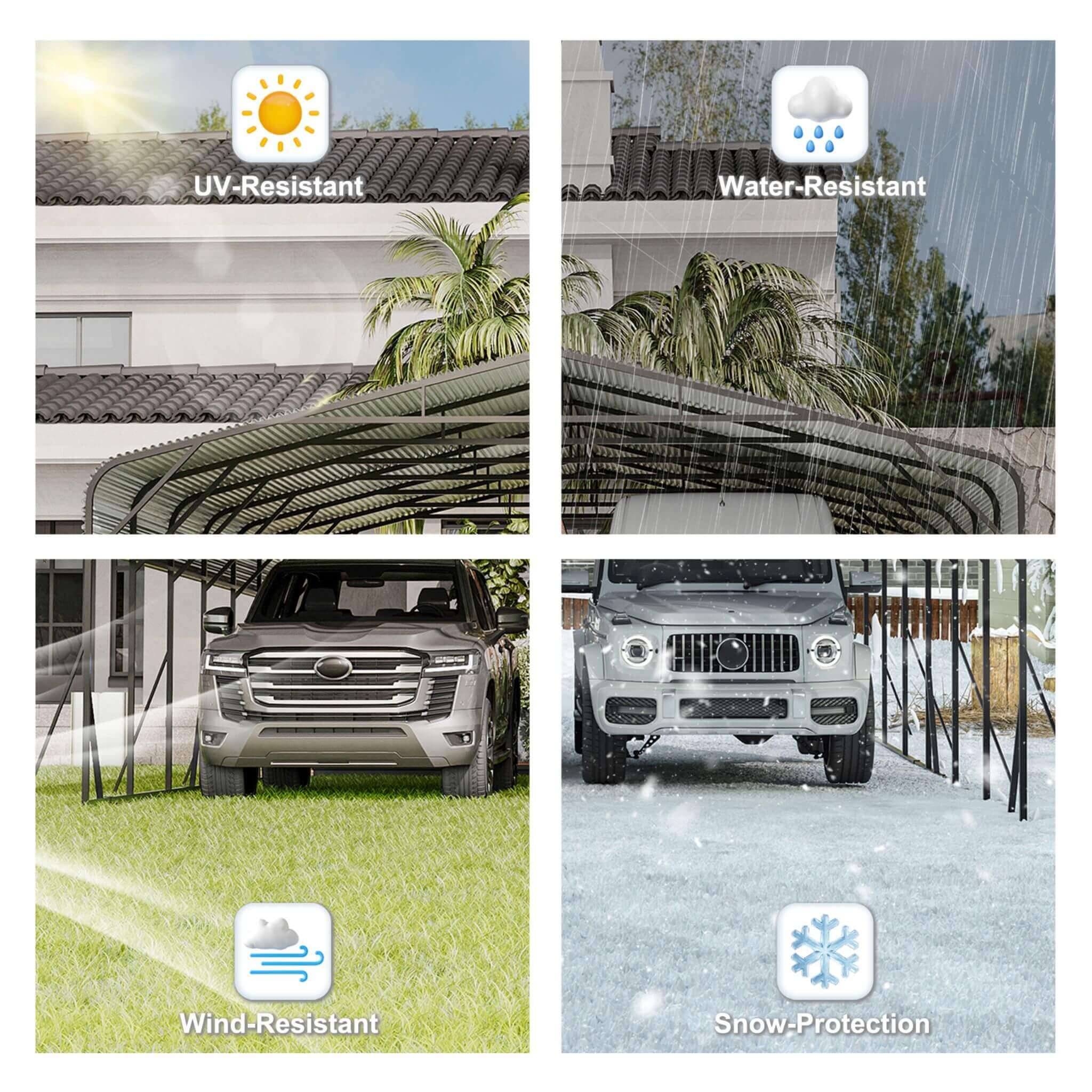[20X30FT] Alora Heavy-Duty Wind-Resistant Steel Roof Carport With Triangular Frame (SAK94812) – SAKSBY WHOLESALE, view 7