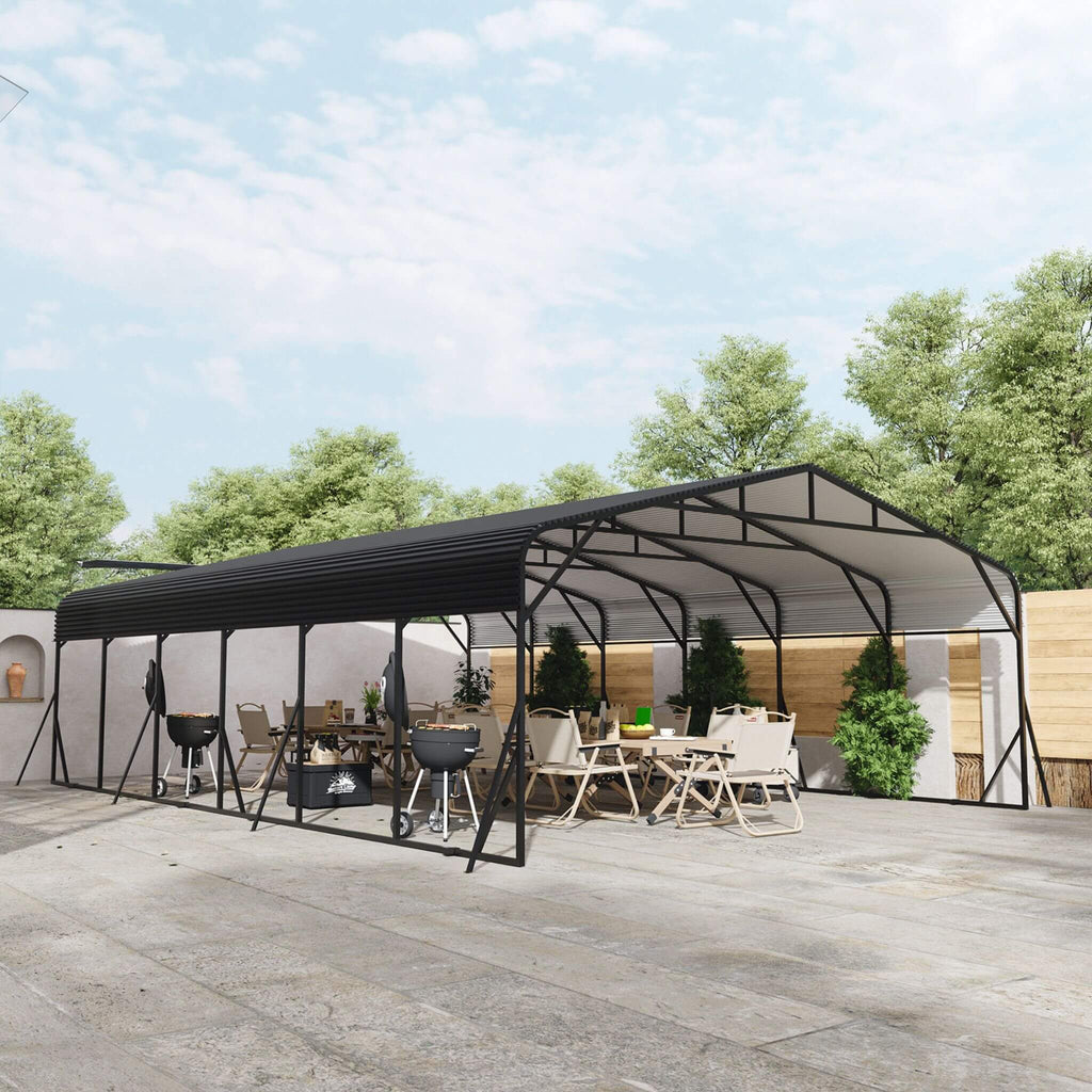 [20X30FT] Alora Heavy-Duty Wind-Resistant Steel Roof Carport With Triangular Frame (SAK94812) – SAKSBY WHOLESALE, view 8