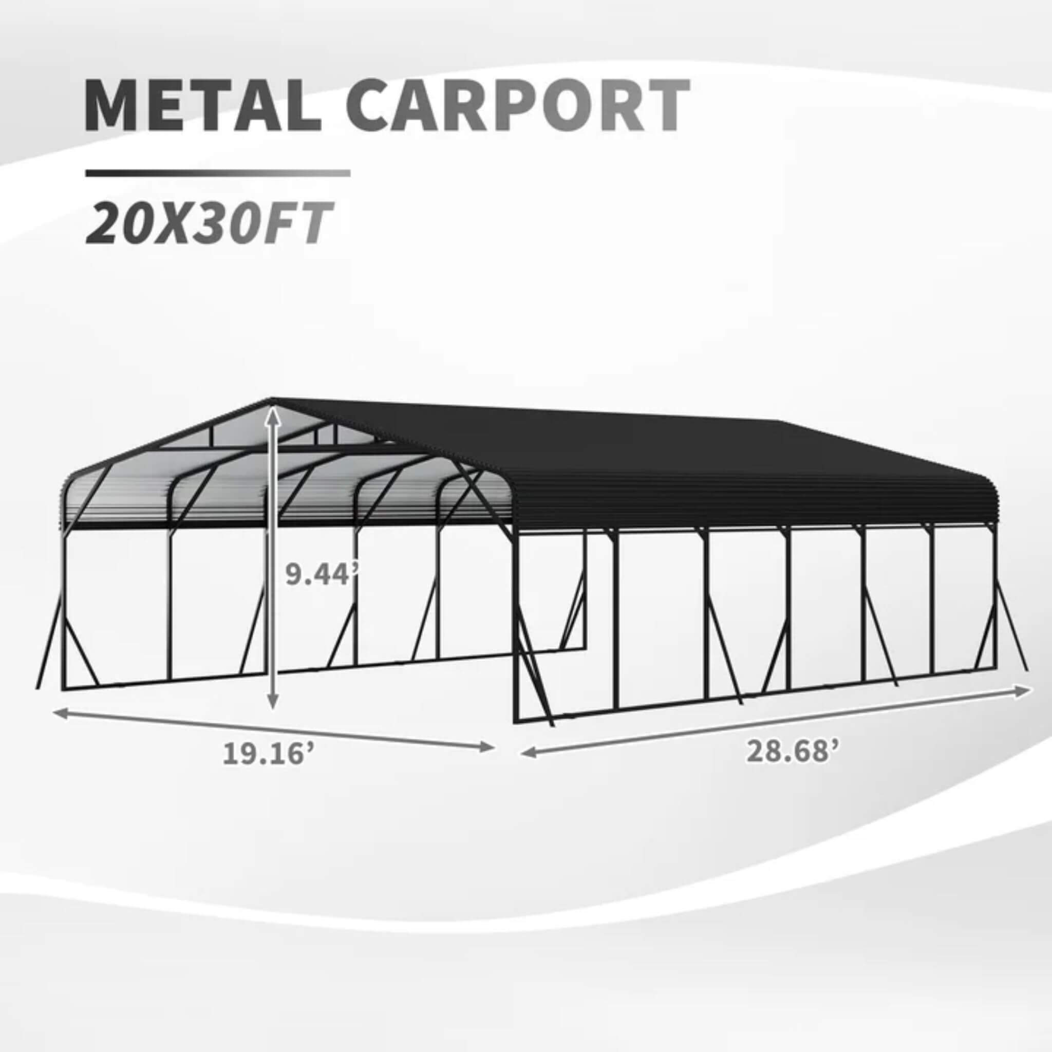 [20X30FT] Alora Heavy-Duty Wind-Resistant Steel Roof Carport With Triangular Frame (SAK94812) – SAKSBY WHOLESALE, view 13