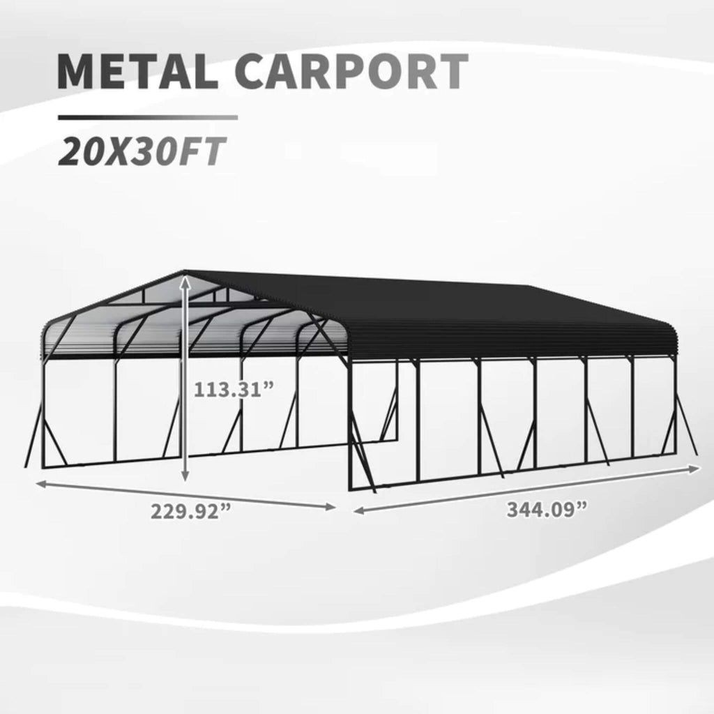 [20X30FT] Alora Heavy-Duty Wind-Resistant Steel Roof Carport With Triangular Frame (SAK94812) – SAKSBY WHOLESALE, view 14