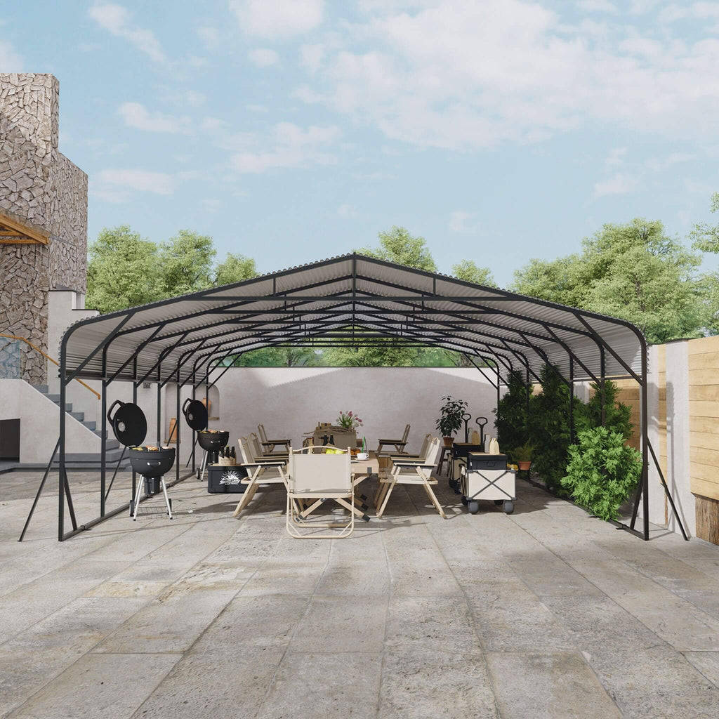 [20X30FT] Alora Heavy-Duty Wind-Resistant Steel Roof Carport With Triangular Frame (SAK94812) – SAKSBY WHOLESALE, view 12