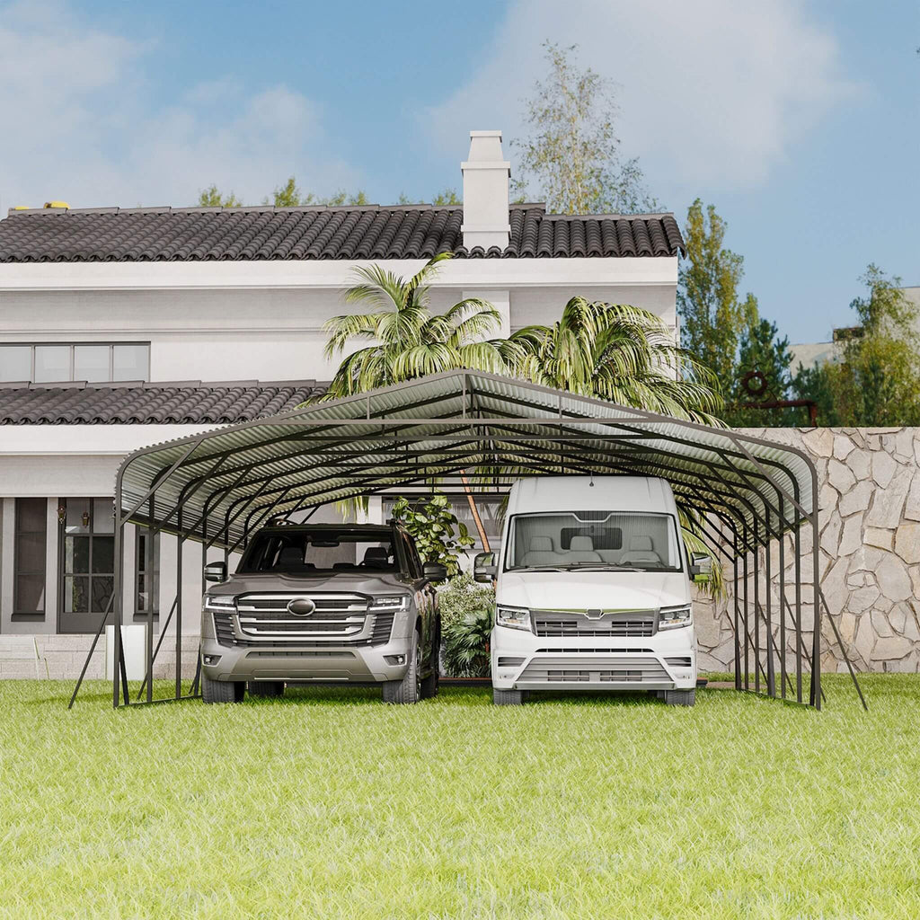 [20X30FT] Alora Heavy-Duty Wind-Resistant Steel Roof Carport With Triangular Frame (SAK94812) – SAKSBY WHOLESALE, view 9