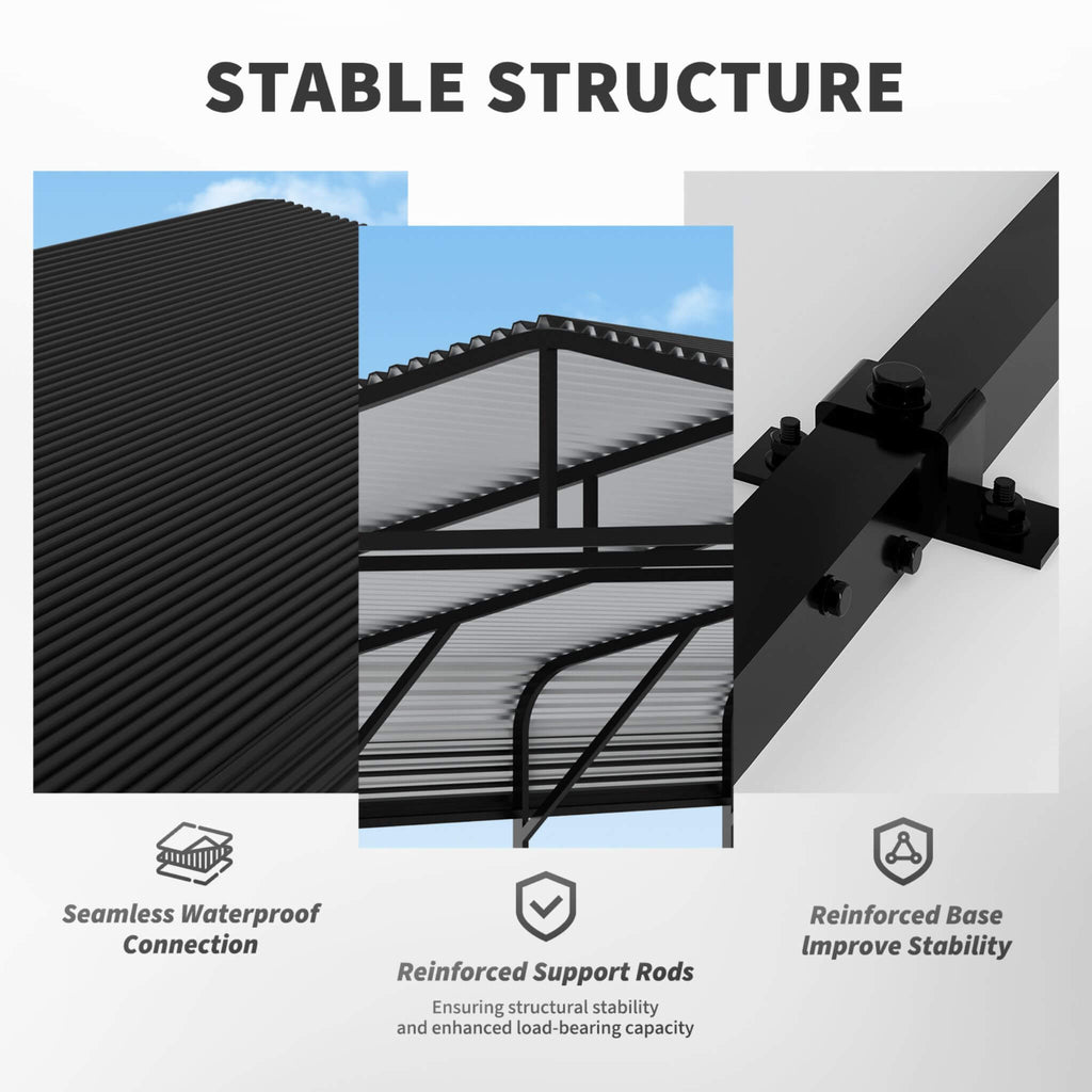 [20X30FT] Alora Heavy-Duty Wind-Resistant Steel Roof Carport With Triangular Frame (SAK94812) – SAKSBY WHOLESALE, view 5