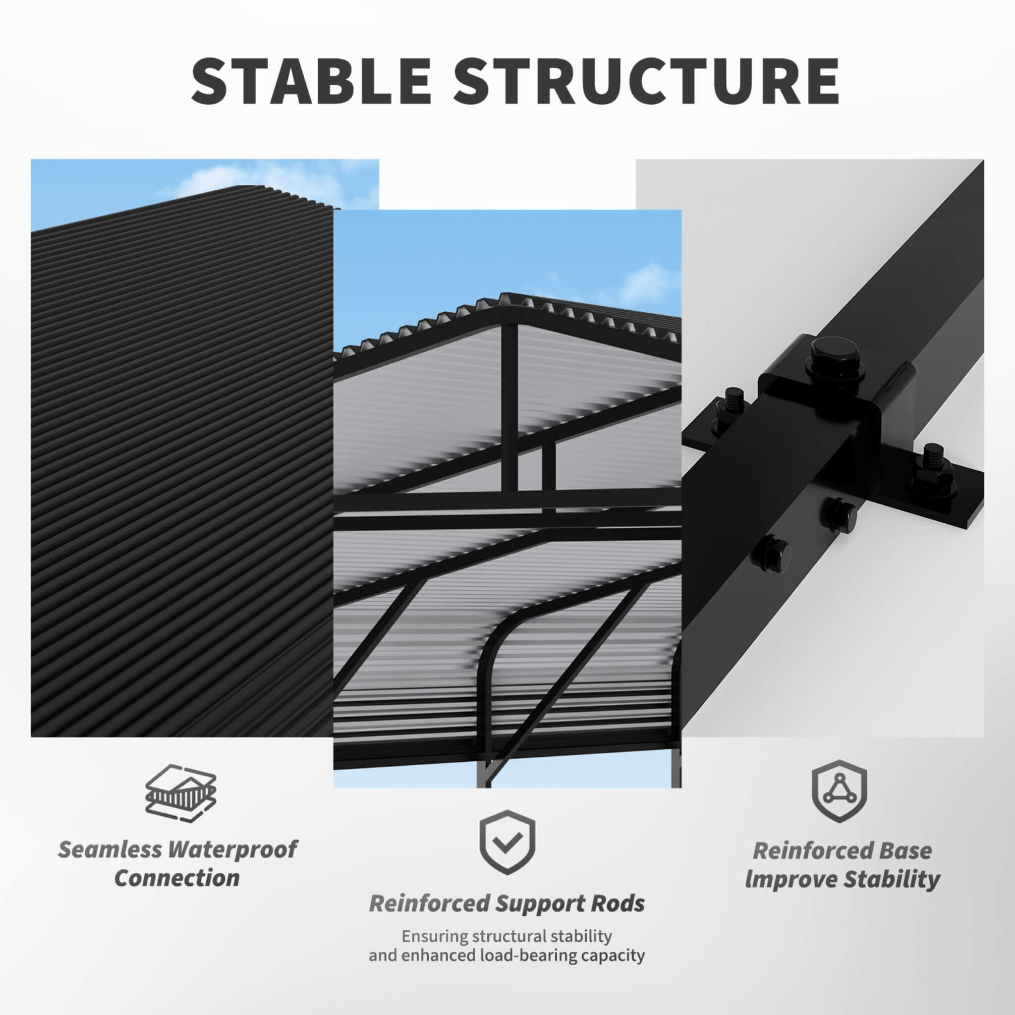[20X30FT] Alora Heavy-Duty Wind-Resistant Steel Roof Carport With Triangular Frame (SAK94812) – SAKSBY WHOLESALE, view 5