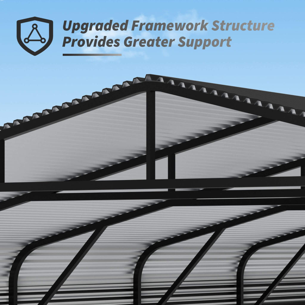 [20X30FT] Alora Heavy-Duty Wind-Resistant Steel Roof Carport With Triangular Frame (SAK94812) – SAKSBY WHOLESALE, view 4