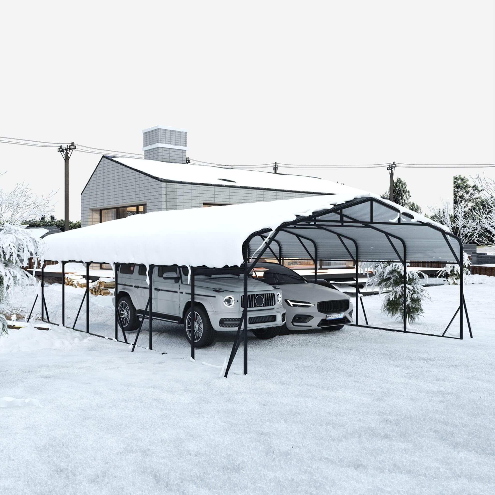 [20X30FT] Alora Heavy-Duty Wind-Resistant Steel Roof Carport With Triangular Frame (SAK94812) – SAKSBY WHOLESALE, view 10