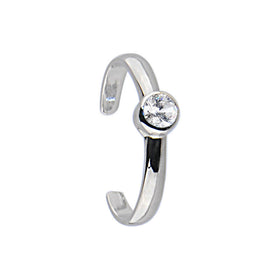 Sterling Silver 925 Cubic Zirconia Glamour Solitaire Toe Ring