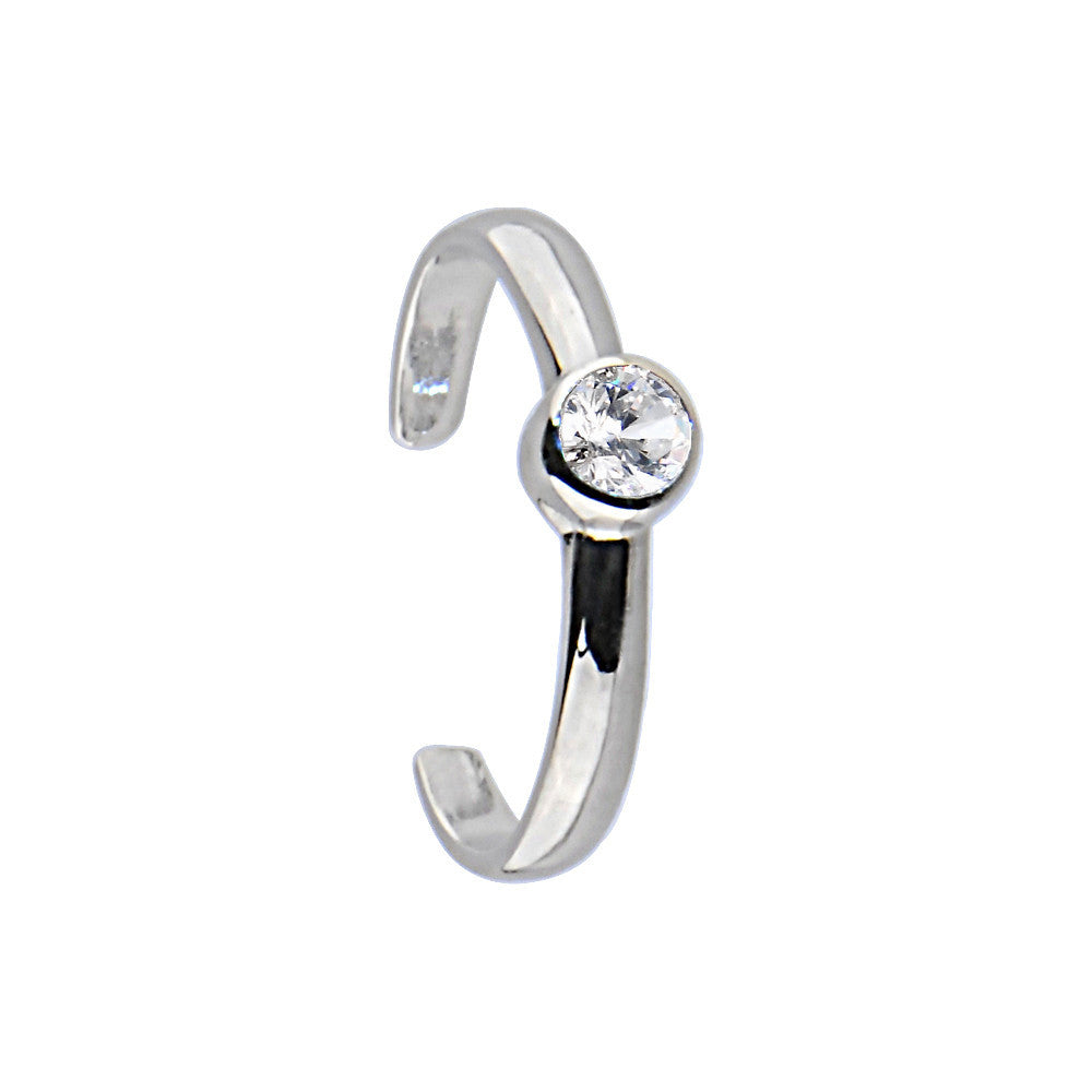 BodyCandy Sterling Silver 925 Cubic Zirconia Glamour Solitaire Toe Ring — main product shot