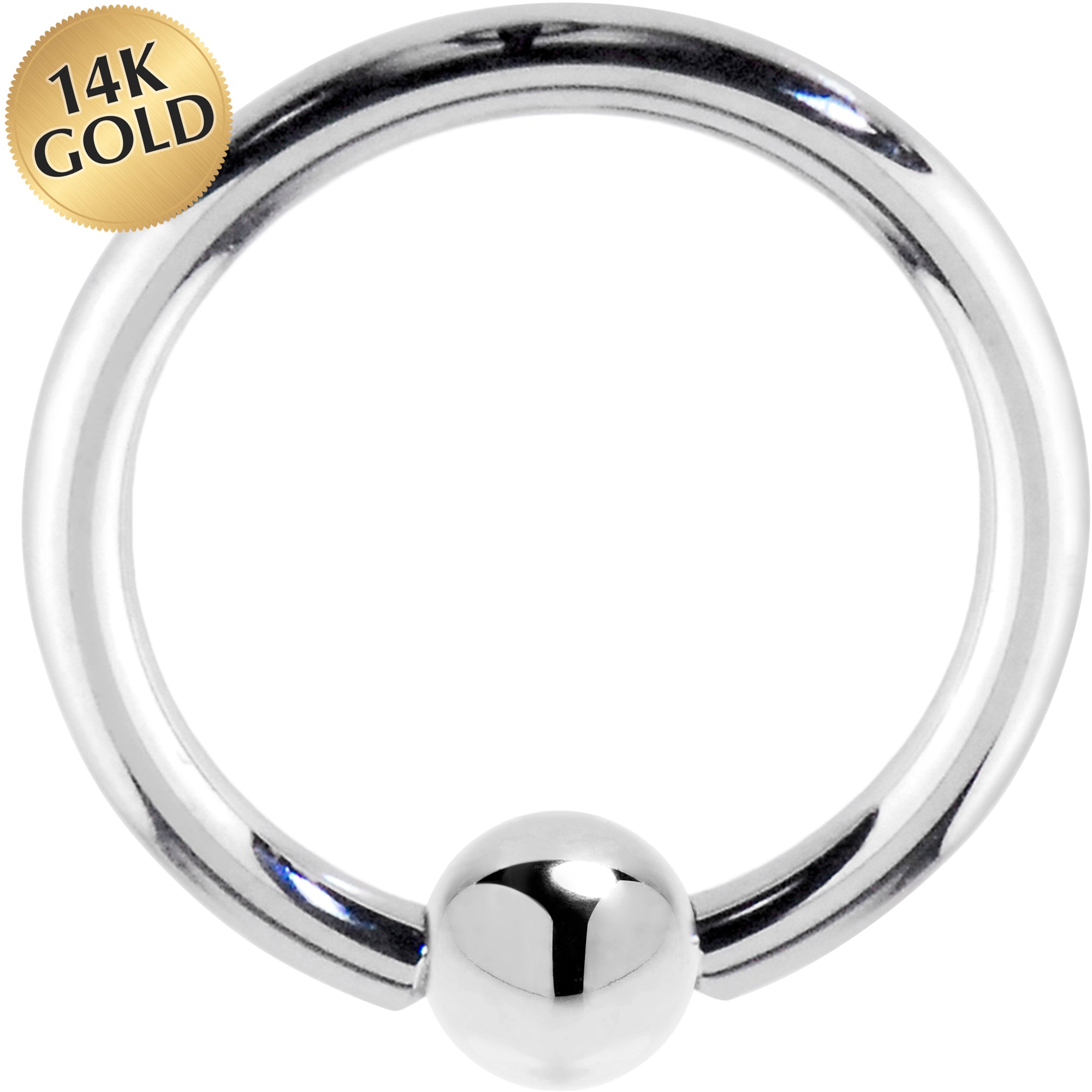 BodyCandy 14G 9/16 Solid 14K White Gold BCR Captive Ring — main product shot