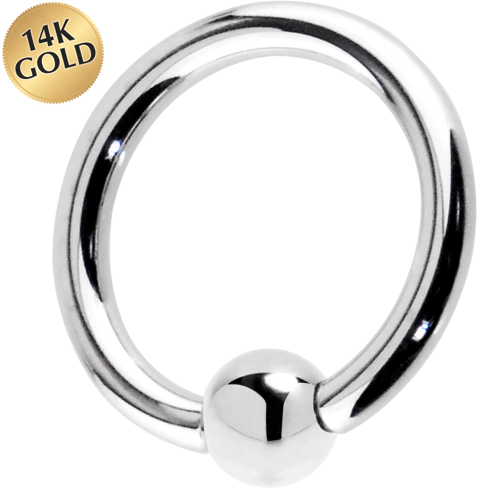 BodyCandy 14G 3/8 Solid 14K White Gold BCR Captive Ring — main product shot