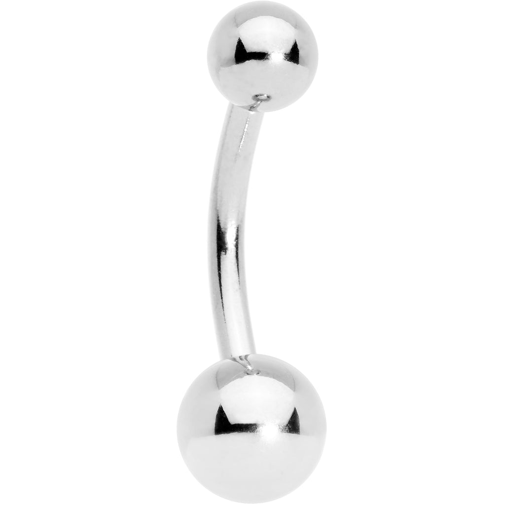 BodyCandy 16G Solid 14k White GOLD BALL Belly Ring 3/8 6mm/4mm — detail close-up