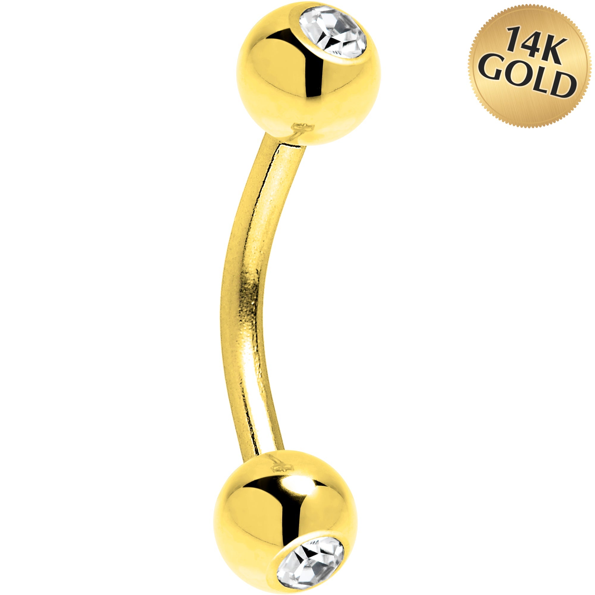 BodyCandy Solid 14k Yellow GOLD Cubic Zirconia Eyebrow Ring 16G 5/16 3mm — main product shot