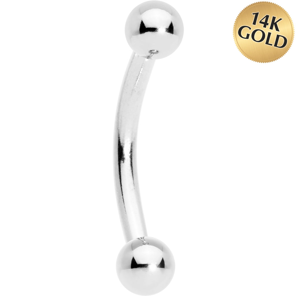 BodyCandy Solid 14k White Gold Ball Eyebrow Ring 16G 5/16 3mm — main product shot