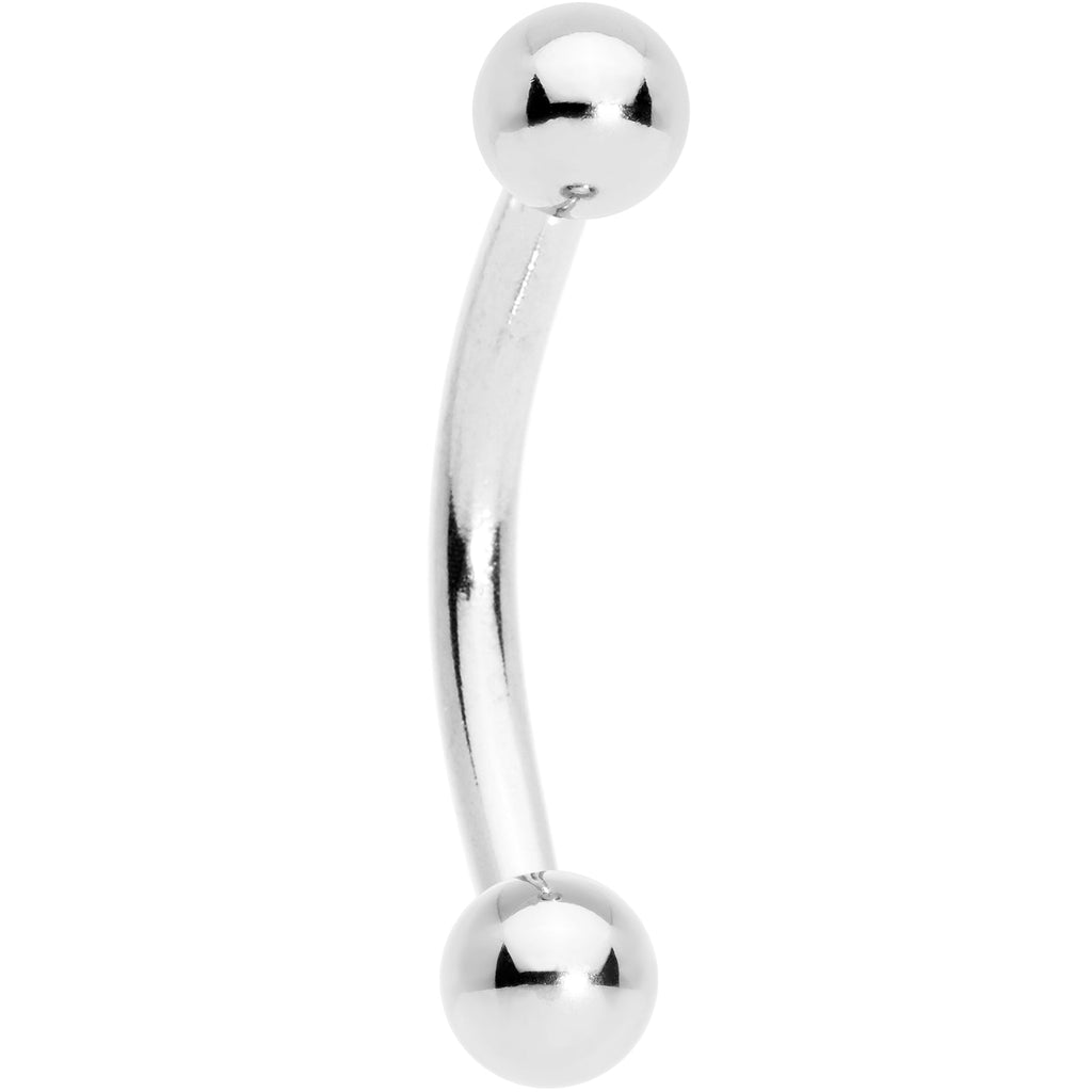 BodyCandy Solid 14k White Gold Ball Eyebrow Ring 16G 5/16 3mm — detail close-up