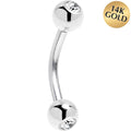 BodyCandy Solid 14k White GOLD Cubic Zirconia Eyebrow Ring 16G 5/16 — main product shot