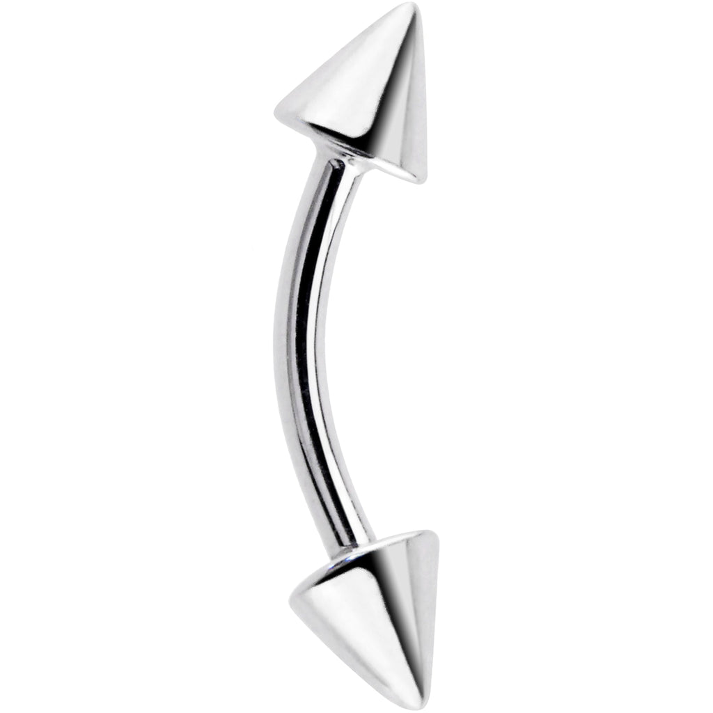 BodyCandy Solid 14k White GOLD CONE Eyebrow Ring 16G 5/16 3mm — detail close-up