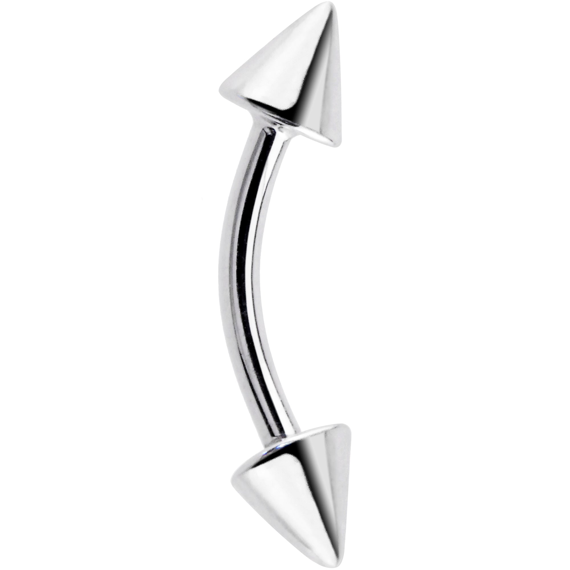 BodyCandy Solid 14k White GOLD CONE Eyebrow Ring 16G 5/16 3mm — detail close-up