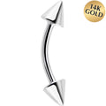 BodyCandy Solid 14k White GOLD CONE Eyebrow Ring 16G 5/16 3mm — main product shot