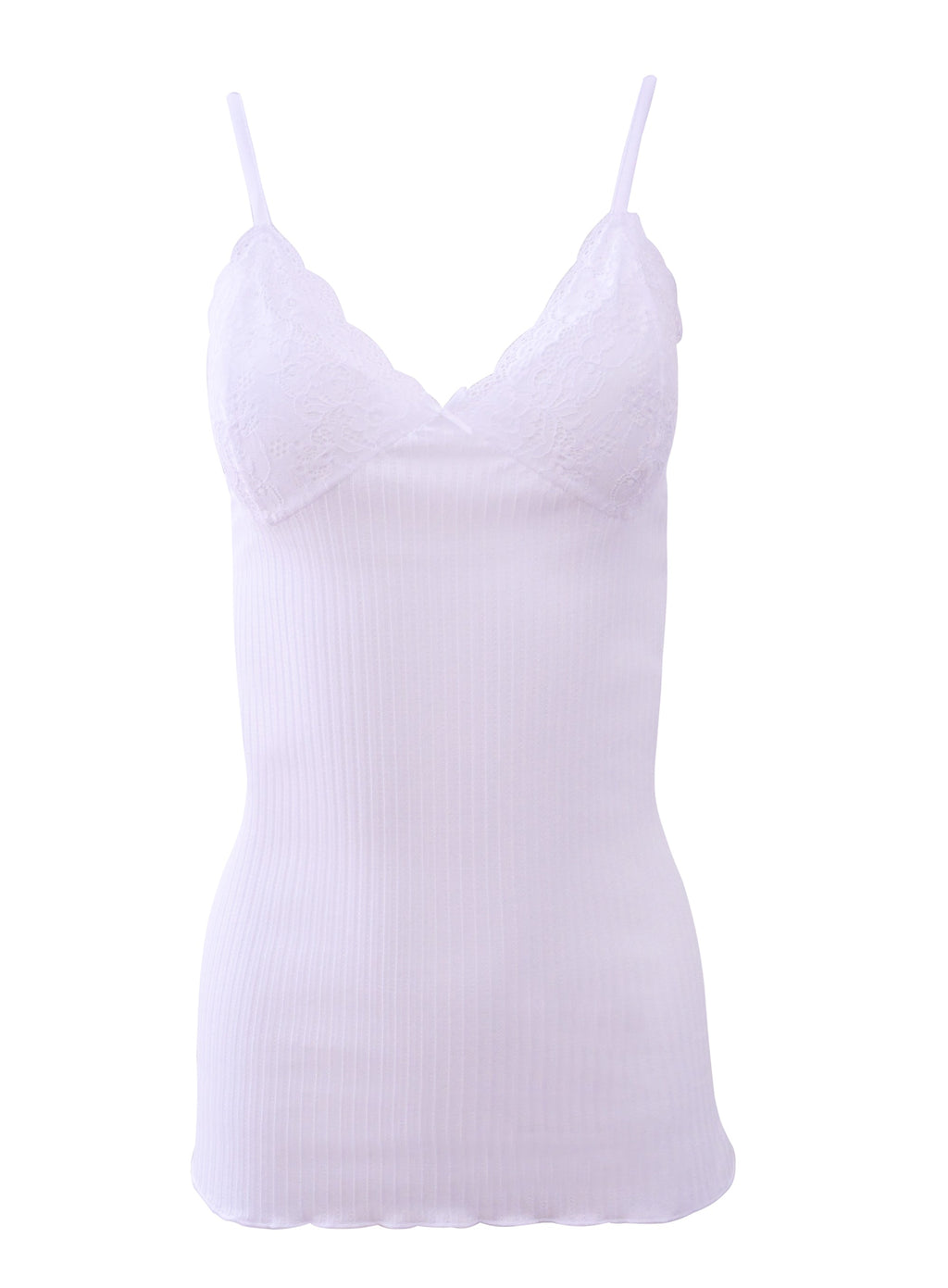 tittimitti EGI Luxury 100%"Filo di Scozia Cotton Women's Camisole Tank with Lace Trim. Proudly Made in Italy.(2107) — back vi