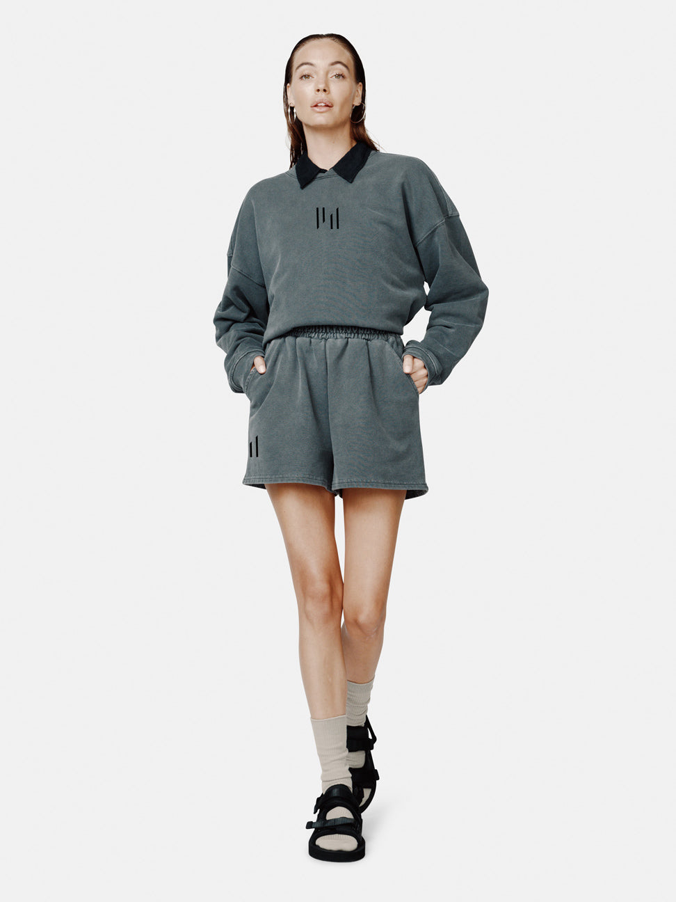 Holden Outerwear Oversized French Terry Crew - Black — main product shot