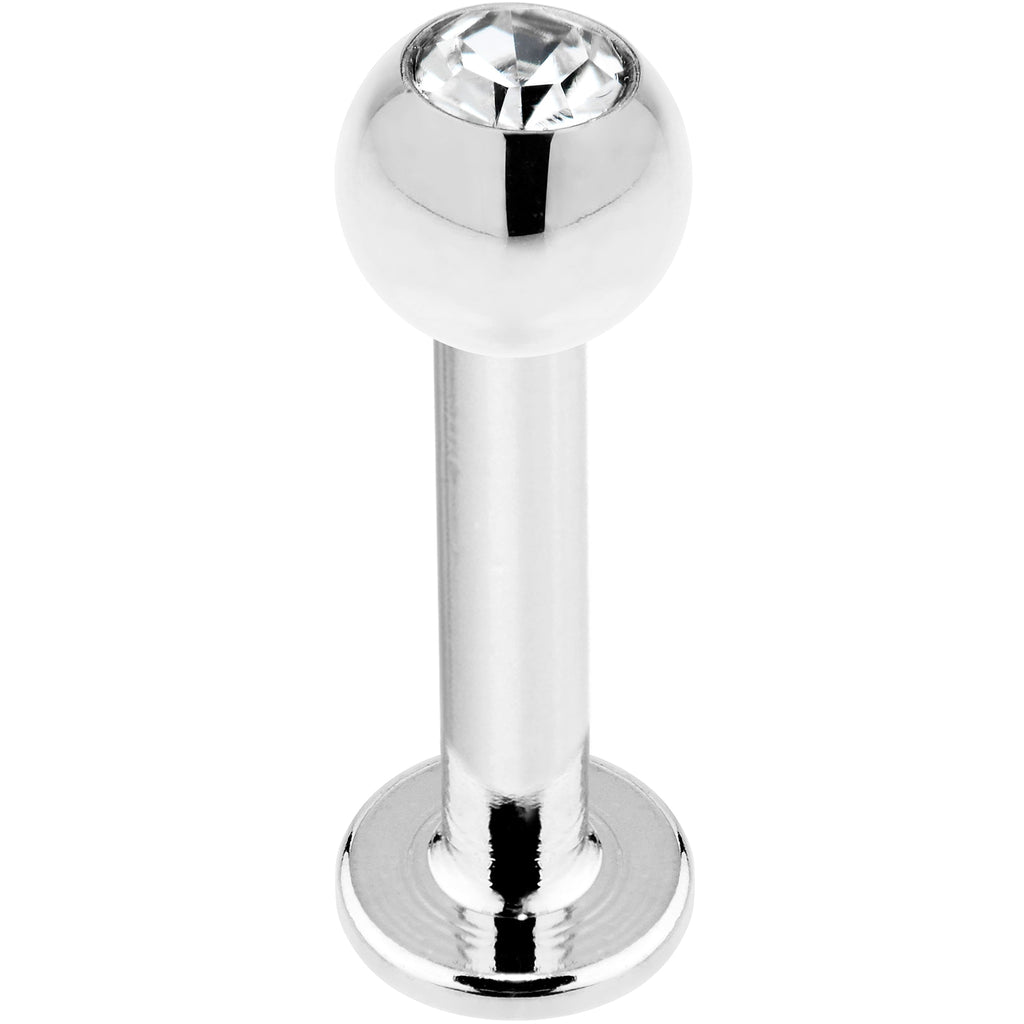 BodyCandy 16G 5/16 14k White Gold CZ Ball Labret Tragus Cartilage — detail close-up