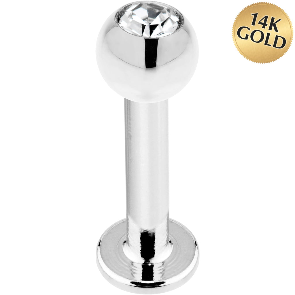 BodyCandy 16G 5/16 14k White Gold CZ Ball Labret Tragus Cartilage — main product shot