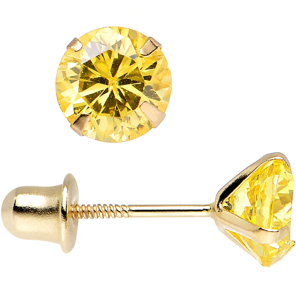 BodyCandy Solid 14k Yellow Gold .47 Carat Cubic Zirconia November Birthstone Earrings — main product shot
