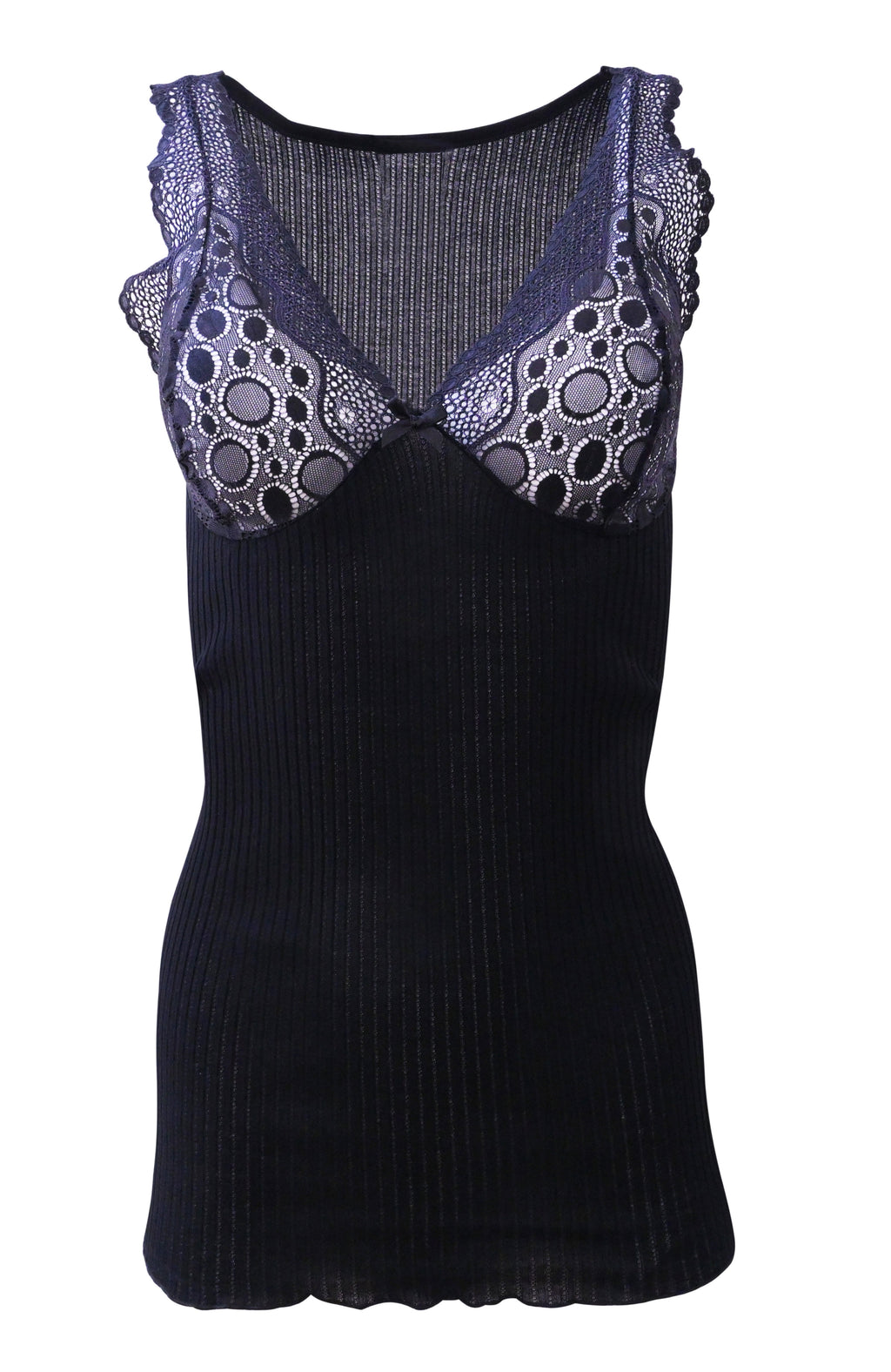 tittimitti EGI Luxury 100%"Filo di Scozia Cotton Women's Camisole Tank with Lace Trim. Proudly Made in Italy. — side view