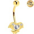 BodyCandy 16G Solid 14k Yellow Gold Cubic Zirconia Dolphin Kiss Belly Ring — main product shot