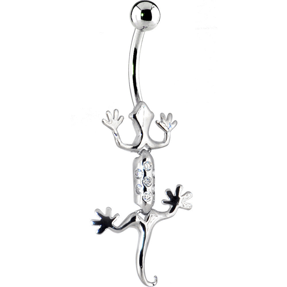 BodyCandy 16G Solid 14k White Gold Lizard Belly Ring — main product shot