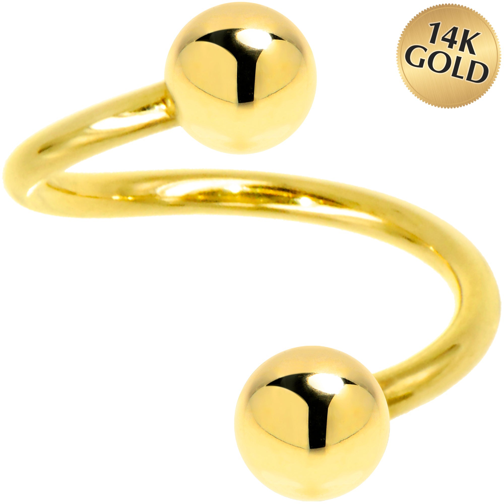 BodyCandy Solid 14k Yellow Gold Spiral Twister Belly Ring — main product shot