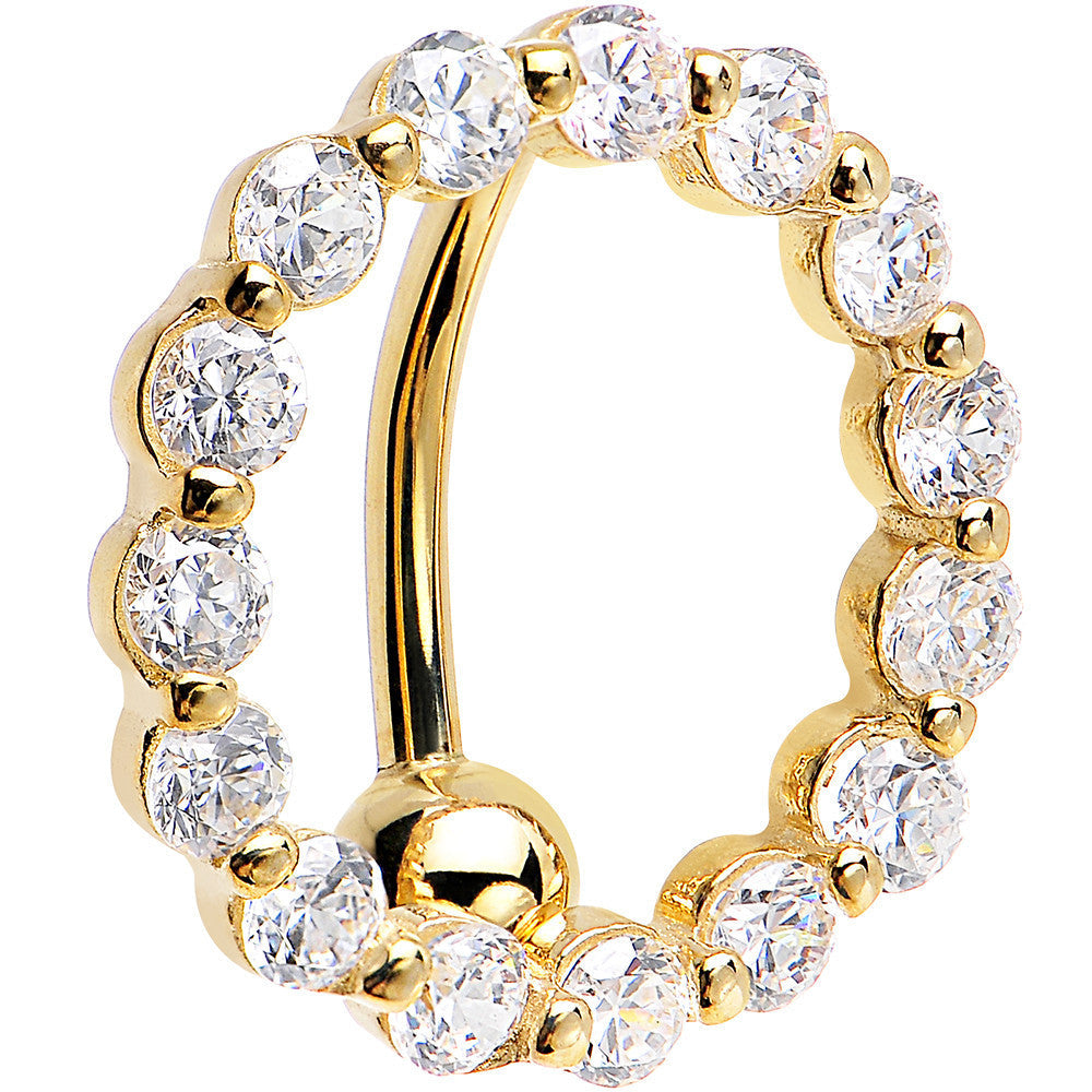 BodyCandy 16G Solid 14k Yellow Gold Reverse Zirconia Circle Belly Ring — main product shot