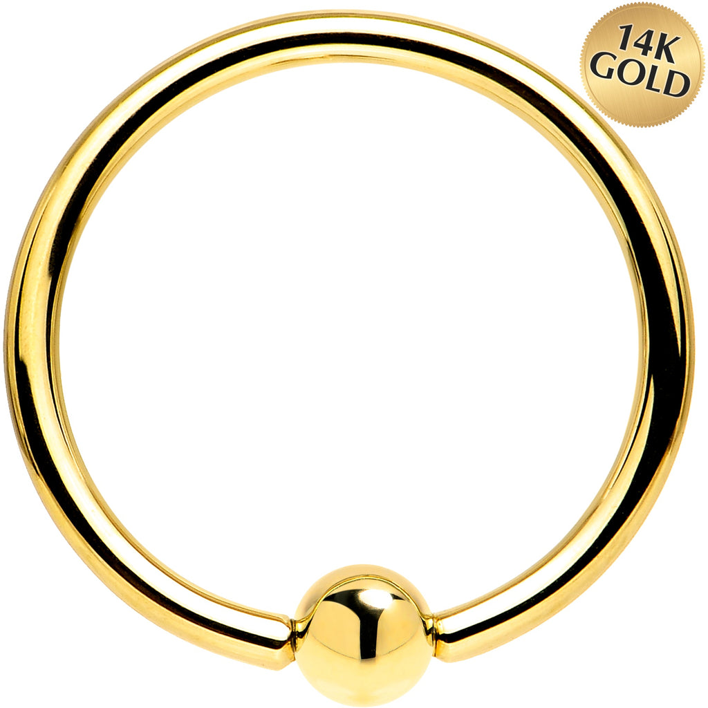 BodyCandy Solid 14k Yellow Gold 16G 1/2 Ball Captive Ring 3mm Ball — main product shot