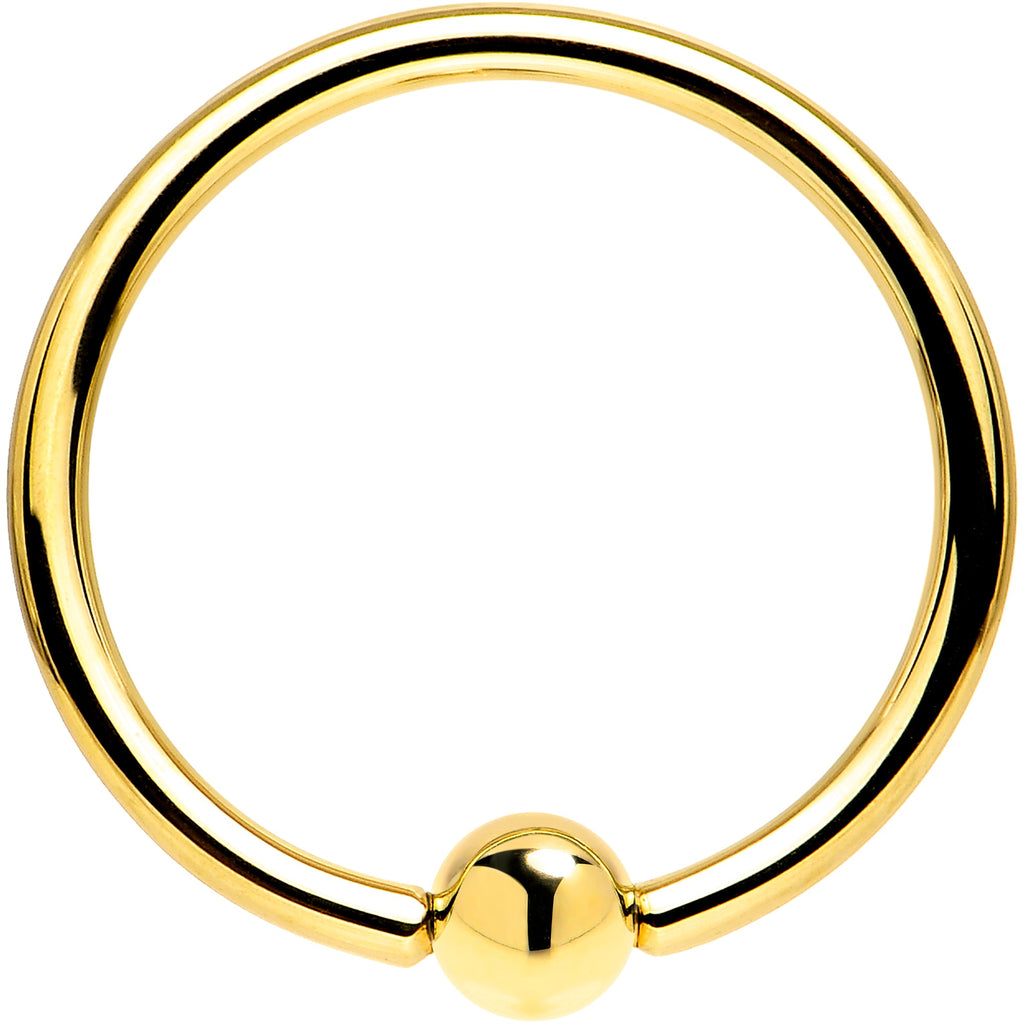 BodyCandy Solid 14k Yellow Gold 16G 1/2 Ball Captive Ring 3mm Ball — detail close-up