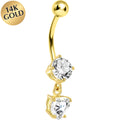 BodyCandy 16G Solid 14k Yellow Gold Cubic Zirconia Solitaire Round Heart Dangle Belly Ring — main product shot