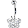 BodyCandy 16G Solid 14k White Gold Cubic Zirconia Butterfly Dreams Belly Ring — main product shot