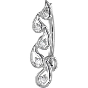 16G Solid 14k White Gold Cubic Zirconia Fancy Journey Belly Ring