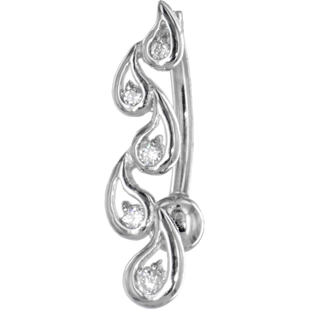 BodyCandy 16G Solid 14k White Gold Cubic Zirconia Fancy Journey Belly Ring — main product shot