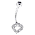 BodyCandy 16G Solid 14k White Gold Cubic Zirconia Paved Hollow Heart Belly Ring — main product shot